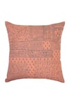 Shop_ODE & CLOE_Peach Cotton Print Dixy And Flower Embroidered 5 Pcs Cushion Covers _at_Aza_Fashions