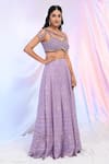 Shop_Alaya Advani_Purple Blouse Net Hand Embroidered Sequins Sweetheart Embellished Lehenga Set_Online_at_Aza_Fashions