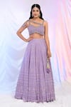 Buy_Alaya Advani_Purple Blouse Net Hand Embroidered Sequins Sweetheart Embellished Lehenga Set_Online