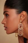 Buy_Isharya_Gold Plated Crystals, Mirrors Paradise Dew Chandelier Earrings _at_Aza_Fashions