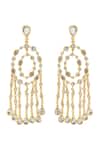 Shop_Isharya_Gold Plated Crystals, Mirrors Paradise Dew Chandelier Earrings _at_Aza_Fashions