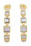 Shop_ISHARYA_Gold Plated Mirror Limelight Pyramid Hoops _at_Aza_Fashions