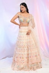 Alaya Advani_Cream Net Hand Embroidered Sequins Cutwork Floral Lehenga Set_Online