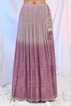 Alaya Advani_Purple Blouse Net Hand Embroidered Floral Notched Square Ombre Lehenga Set 