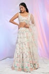 Shop_Alaya Advani_White Blouse And Dupatta Net Hand Embroidered Sequins Scoop Flower Lehenga Set _Online