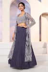 Buy_Khwaab by Sanjana Lakhani_Purple Georgette Embroidered Sequin Blouse Square Lehenga Set_Online