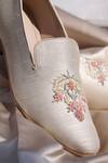 Shop_Shradha Hedau Footwear Couture_Beige Embroidered Fergus Butti Moccasins _Online_at_Aza_Fashions
