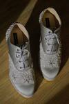 Shop_Shradha Hedau Footwear Couture_Grey Pearl Lianna Floral Embroidered Sneaker Wedges _Online_at_Aza_Fashions