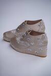 Shradha Hedau Footwear Couture_Gold Mirrorwork Amelia Embroidered Floral Sneaker Wedges _Online_at_Aza_Fashions