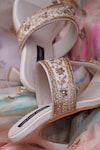 Shradha Hedau Footwear Couture_Beige Beadwork Marlene Crystal Embroidered Strap Heels_Online_at_Aza_Fashions