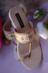 Shop_Shradha Hedau Footwear Couture_Beige Beadwork Marlene Crystal Embroidered Strap Heels_at_Aza_Fashions