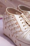 Shradha Hedau Footwear Couture_Gold Sequin Zara Floral Vine Embroidered Sneaker Wedges _Online_at_Aza_Fashions