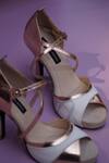 Shop_Shradha Hedau Footwear Couture_White Colour Block Elena Heels _at_Aza_Fashions