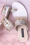 Shradha Hedau Footwear Couture_Beige Ghunghroo Valeska Bead Embroidered Strap Heels_Online_at_Aza_Fashions