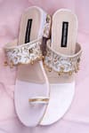 Shradha Hedau Footwear Couture_Beige Ghunghroo Valeska Bead Embroidered Strap Heels_at_Aza_Fashions