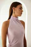 Wear JaJa_Purple Modal Solid Halter Neck Dress  _Online_at_Aza_Fashions