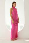 Wear JaJa_Pink Modal Solid Halter Neck Side Slit Dress  _Online_at_Aza_Fashions