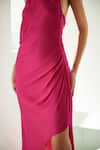 Buy_Wear JaJa_Pink Modal Solid Halter Neck Side Slit Dress _Online_at_Aza_Fashions