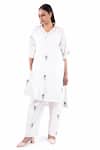 Buy_KHAT_White Handwoven Cotton Floral Kurta Collar Pattern And Pant Co-ord Set _at_Aza_Fashions
