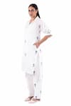 KHAT_White Handwoven Cotton Floral Kurta Collar Pattern And Pant Co-ord Set _at_Aza_Fashions