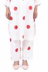 Buy_KHAT_White Handwoven Cotton Screen Printed Polka Kurta V Neck Set 