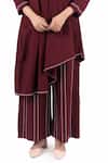 Buy_KHAT_Maroon Poplin Cotton Embroidered Floral Kurta And Broad Leg Pant Set _Online_at_Aza_Fashions