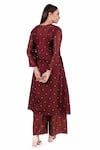 Shop_Khat_Maroon Chanderi Silk Printed Polka Round Kurta Pant Set _at_Aza_Fashions