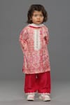 Para_Pink Muslin Silk Printed And Embroidered Moroccan Kurta Palazzo Set _Online_at_Aza_Fashions