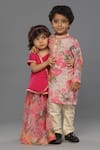 Shop_Para_Pink Muslin Silk Printed And Embroidered Psychedelic & Dori Work Kurta Set _at_Aza_Fashions