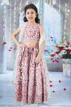 Buy_Little Bansi_Cream Cotton, Net, Georgette Pearls, Lace, Floral Mughal Pattern Lehenga Set _at_Aza_Fashions