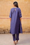 Shop_ASRUMO_Blue Kurta And Pant Chanderi Embroidered Mukaish Round Set _at_Aza_Fashions