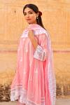 Buy_ASRUMO_Pink Muslin Embroidery Aari V Neck Work Kurta Pant Set _Online_at_Aza_Fashions