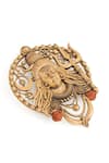 Shop_Cosa Nostraa_Gold Mahadev Motif Carved Brooch _Online_at_Aza_Fashions