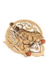 Cosa Nostraa_Gold Mahadev Motif Carved Brooch _at_Aza_Fashions