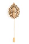 Cosa Nostraa_Gold Shiva Linga Carved Brooch And Lapel Pin Set _at_Aza_Fashions