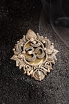 Cosa Nostraa_Gold Om Trayambakam Carved Brooch And Lapel Pin Set _Online_at_Aza_Fashions