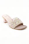 Buy_Doriaana_White Pearls Orsay Embroidered Strap Block Heels _at_Aza_Fashions