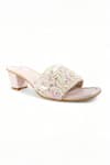 Doriaana_White Pearls Orsay Embroidered Strap Block Heels _Online_at_Aza_Fashions