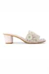 Buy_Doriaana_White Pearls Orsay Embroidered Strap Block Heels _Online_at_Aza_Fashions