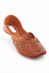 Buy_Doriaana_Brown Rose Royale Embroidered Juttis _at_Aza_Fashions