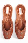 Shop_Doriaana_Brown Rose Royale Embroidered Juttis _at_Aza_Fashions