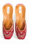 Shop_Doriaana_Red Zardozi Ruhani Hand Embroidered Juttis _at_Aza_Fashions