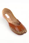 Buy_Doriaana_Brown Thread Embroidered Amber Juttis _at_Aza_Fashions