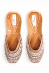 Shop_Doriaana_Peach Gota Elham Sequin And Embroidered Juttis _at_Aza_Fashions