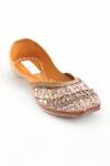 Doriaana_Peach Gota Elham Sequin And Embroidered Juttis _Online_at_Aza_Fashions