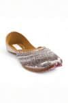 Doriaana_Grey Bead Glaze Sequin And Zari Embroidered Juttis _Online_at_Aza_Fashions