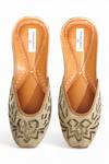 Shop_Doriaana_Gold Cut Dana And Zardozi Embroidered Glimmer Juttis _at_Aza_Fashions