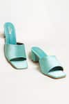 Buy_The Alter_Green T-shaped Satin Block Heels _at_Aza_Fashions