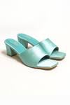 Shop_The Alter_Green T-shaped Satin Block Heels _at_Aza_Fashions