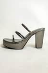 THE ALTER_Grey Diva Metallic Strappy Block Heels_Online_at_Aza_Fashions